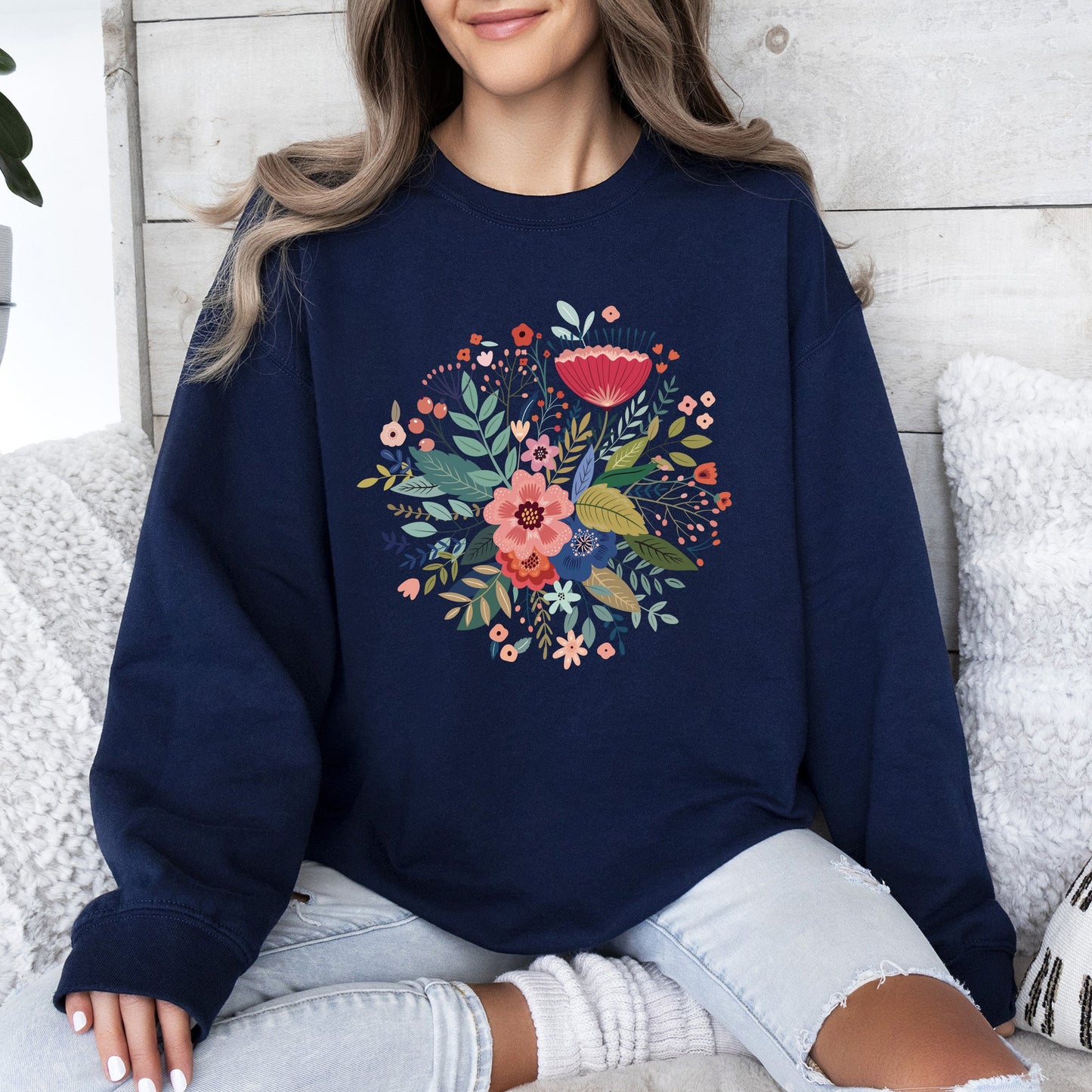 Circular Floral Folk Art Sweatshirt