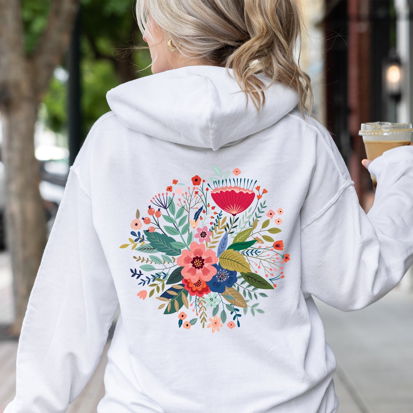 Circular Floral Folk Art Hoodie