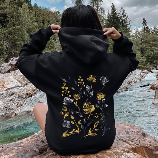 Botanical Pattern, Floral Outlines, Flower Hoodie