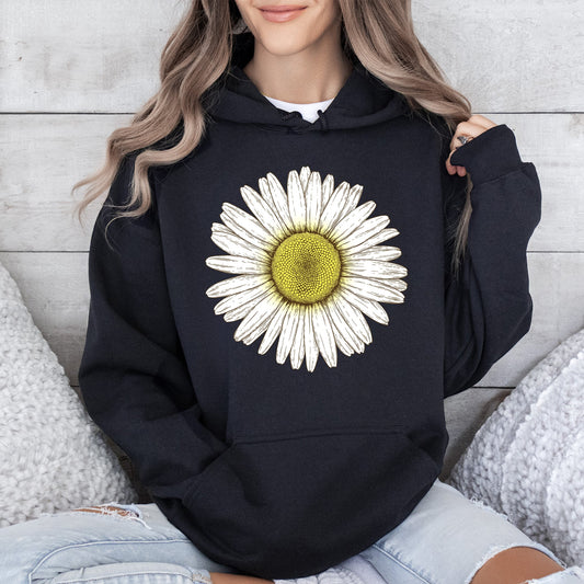 Retro Daisy Print, Vintage Flowers Hoodie
