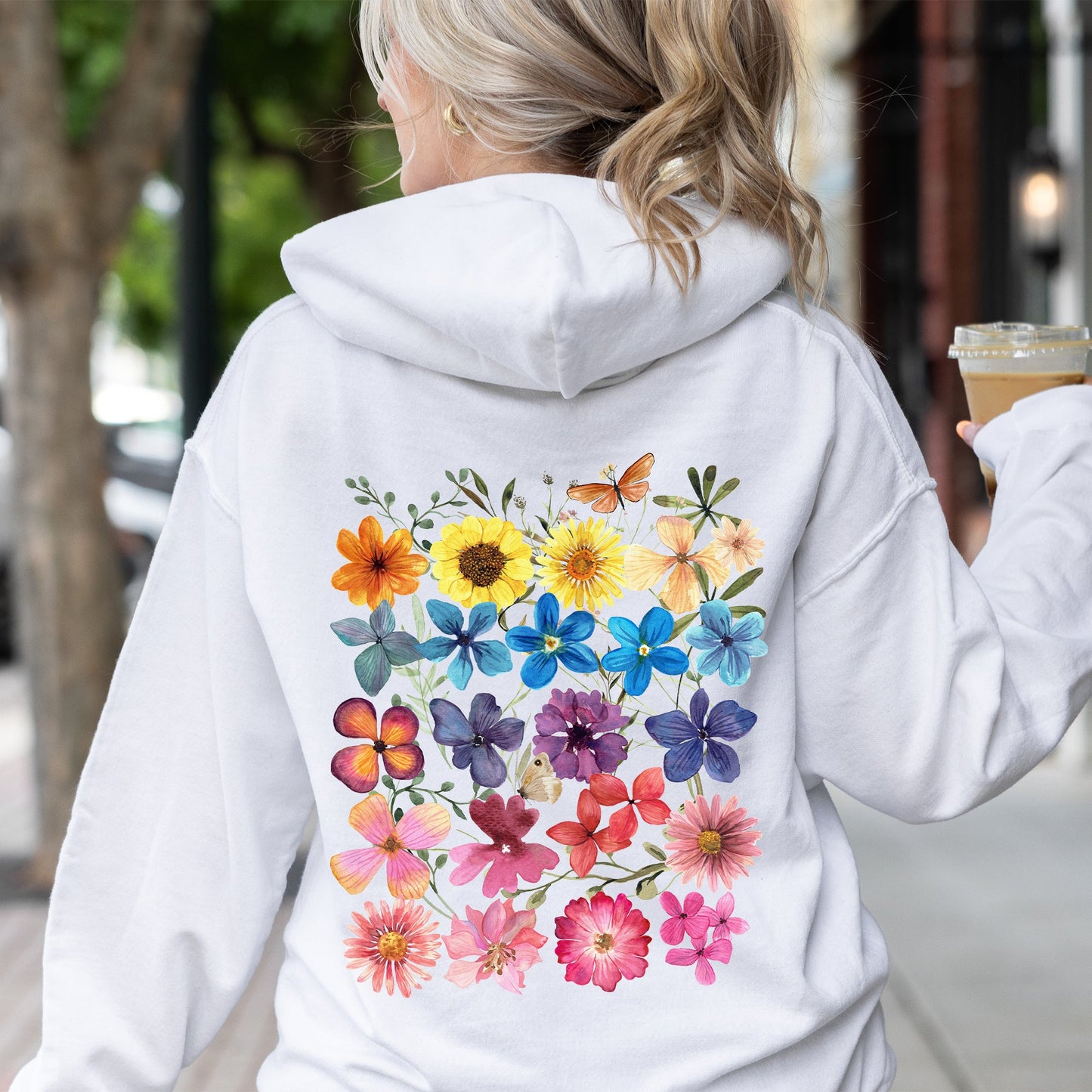 Bright Pressed Flowers Hoodie