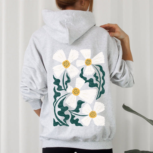 Boho Art Nouveau Flowers, Bold Design Hoodie