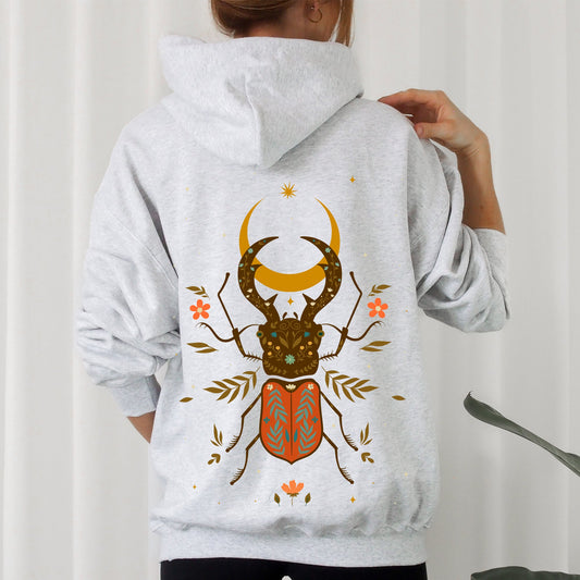 Mystical Animal, Fern, Botanical Floral Hoodie