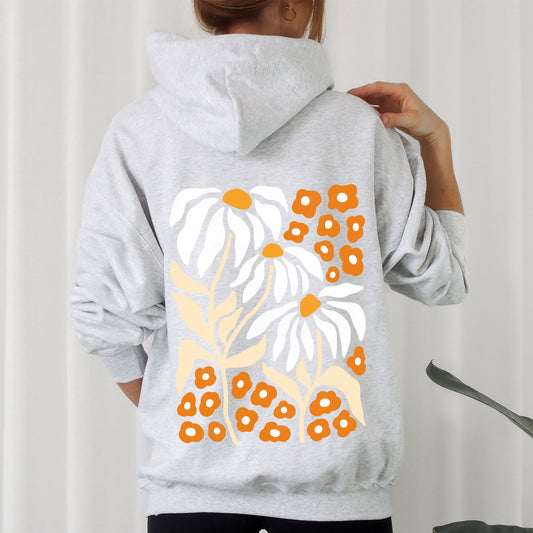 Boho Daisies, Boho Retro Floral Design Hoodie