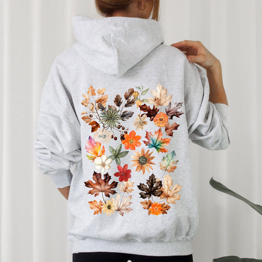 Lush Leaves Artistic Floral Print Hoodie