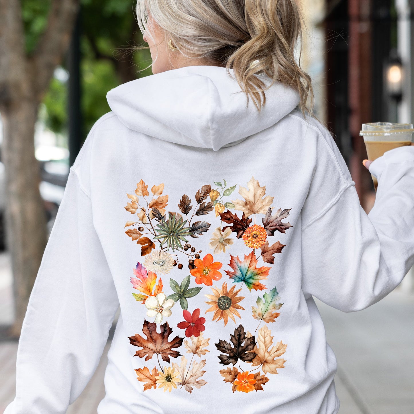 Lush Leaves Artistic Floral Print Hoodie