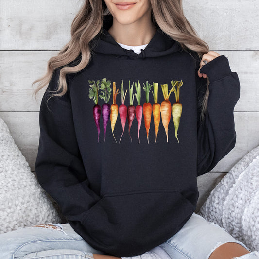 Carrots, Watercolor Vegetables, Gardening Hoodie