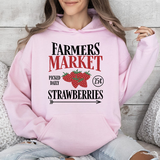 Farmers Market, Fresh Strawberries. Berries, Farm Life Hoodie