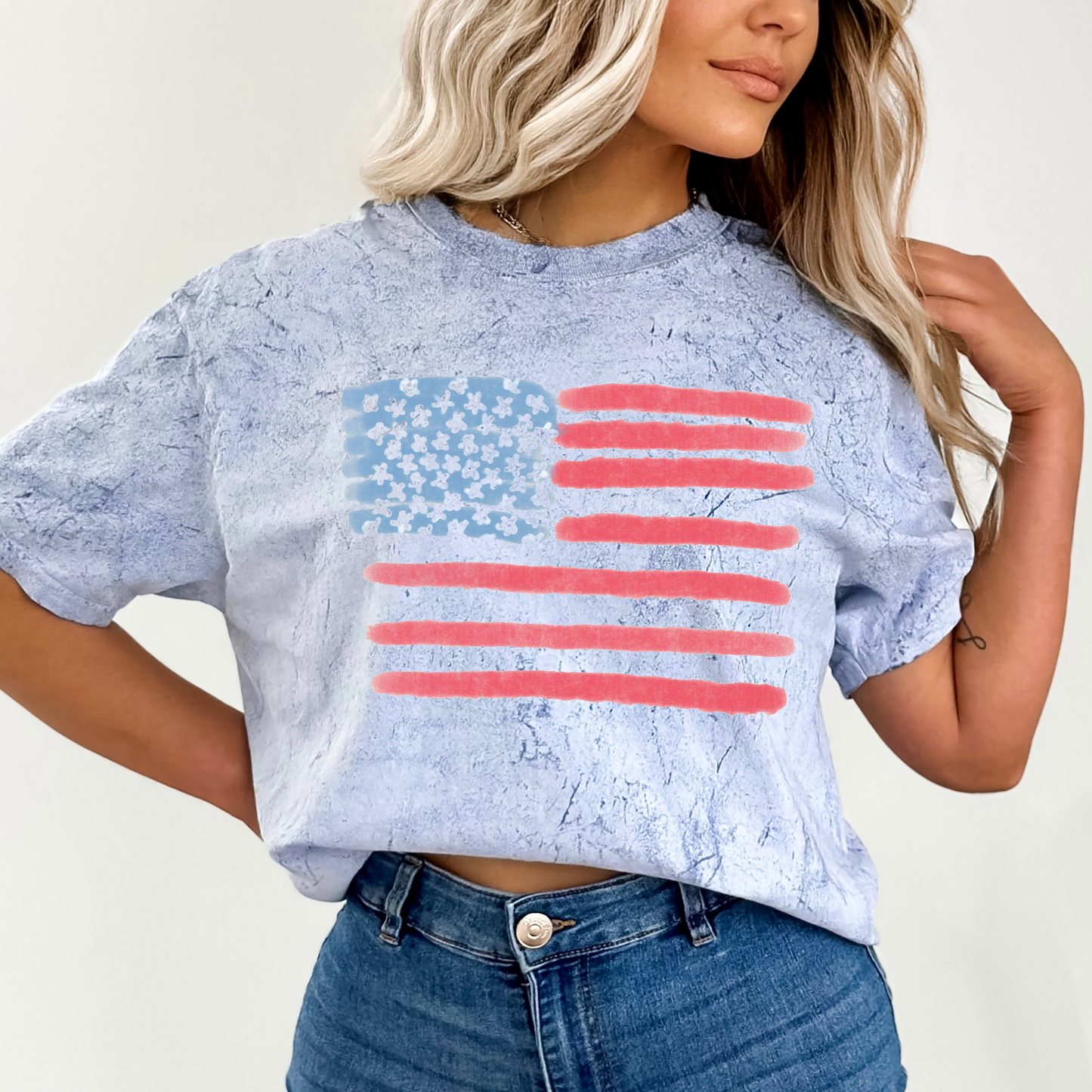 Painted Flag, Fourth of July, America, Patriotic, USA, Comfort Colors Color Blast T-Shirt