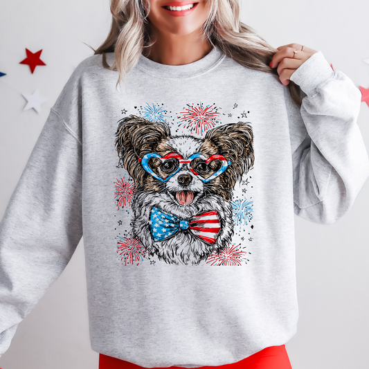 Papillon Patriotic Dog, USA, America, Pet Lover, 4th of July Sweatshirt