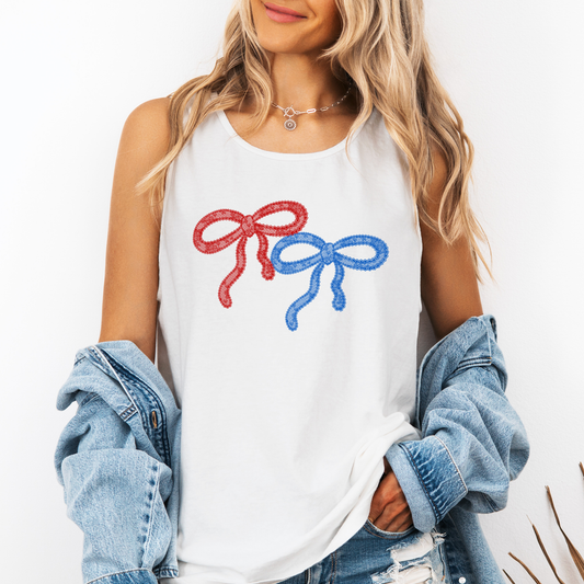 Patriotic Bows, Fourth of July, America, Patriotic, USA Comfort Colors Tank Top