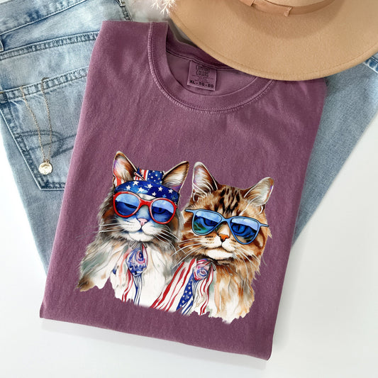 Patriotic Cats, Hippie, Funny, Patriotic, 4th of July Tshirt Comfort Colors T-Shirt