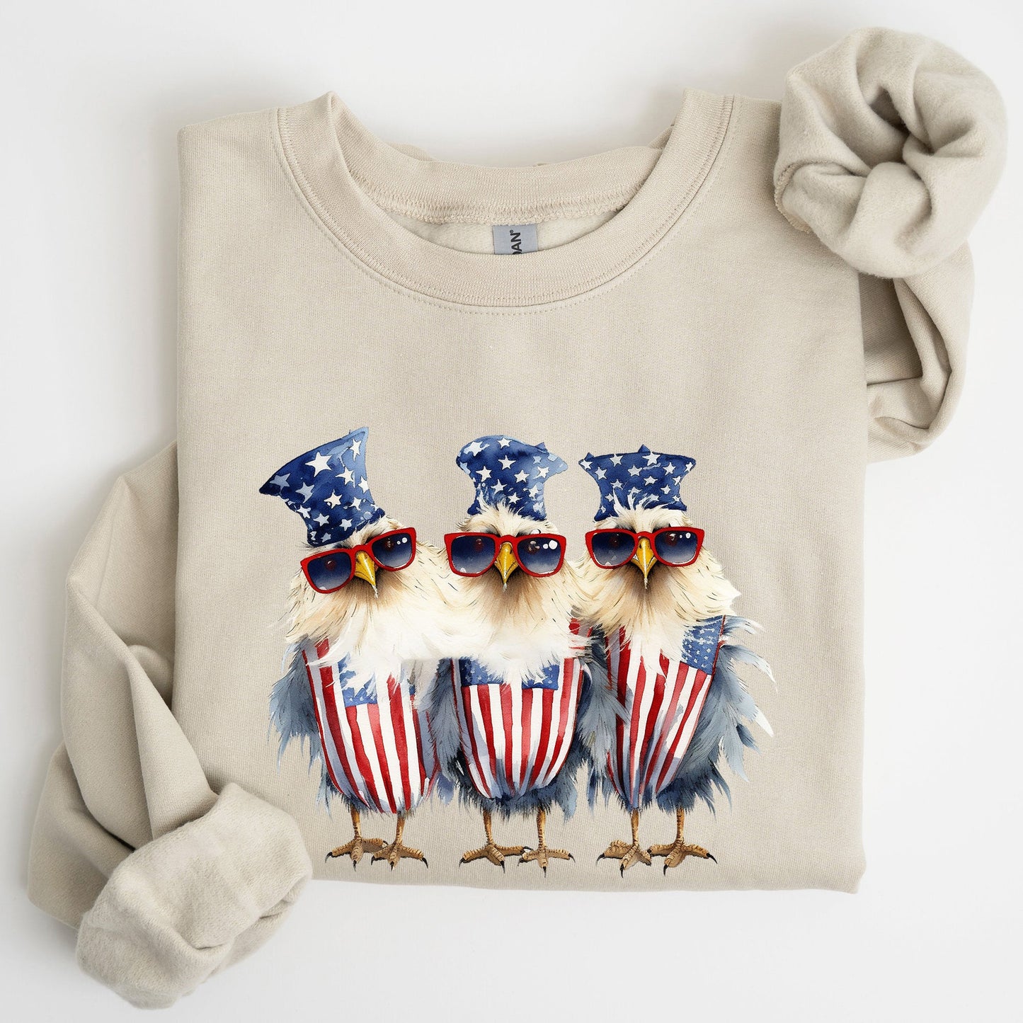 Patriotic Chickens, Hippie, Funny, 4th of July Sweatshirt