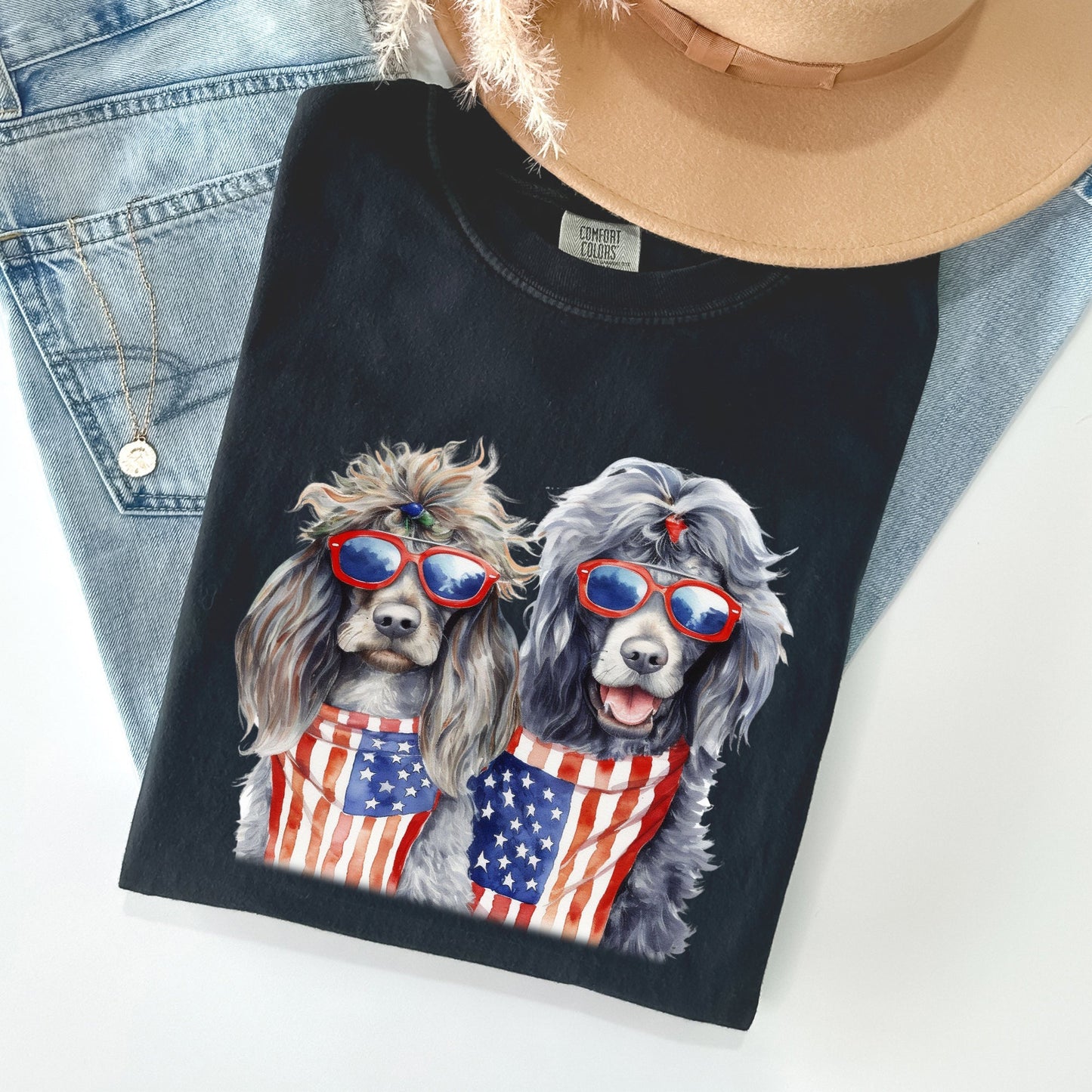Patriotic Dogs, Hippie, Funny, Patriotic, 4th of July Tshirt Comfort Colors T-Shirt