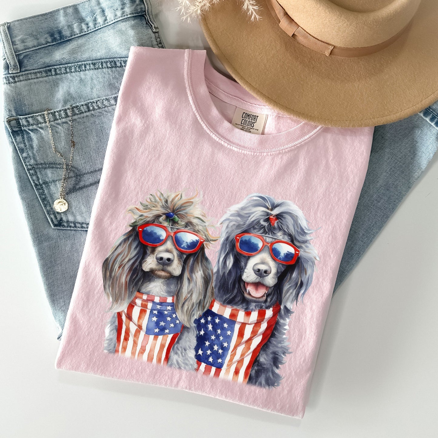 Patriotic Dogs, Hippie, Funny, Patriotic, 4th of July Tshirt Comfort Colors T-Shirt