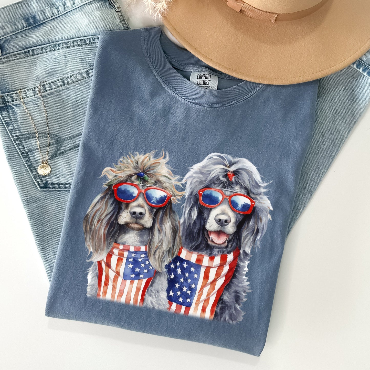 Patriotic Dogs, Hippie, Funny, Patriotic, 4th of July Tshirt Comfort Colors T-Shirt
