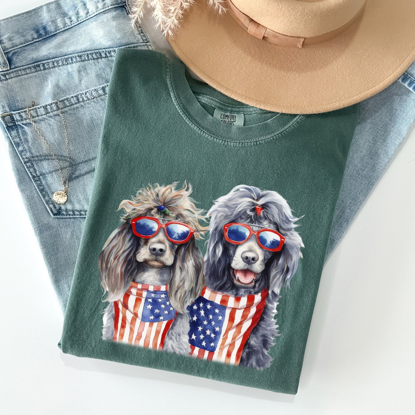 Patriotic Dogs, Hippie, Funny, Patriotic, 4th of July Tshirt Comfort Colors T-Shirt