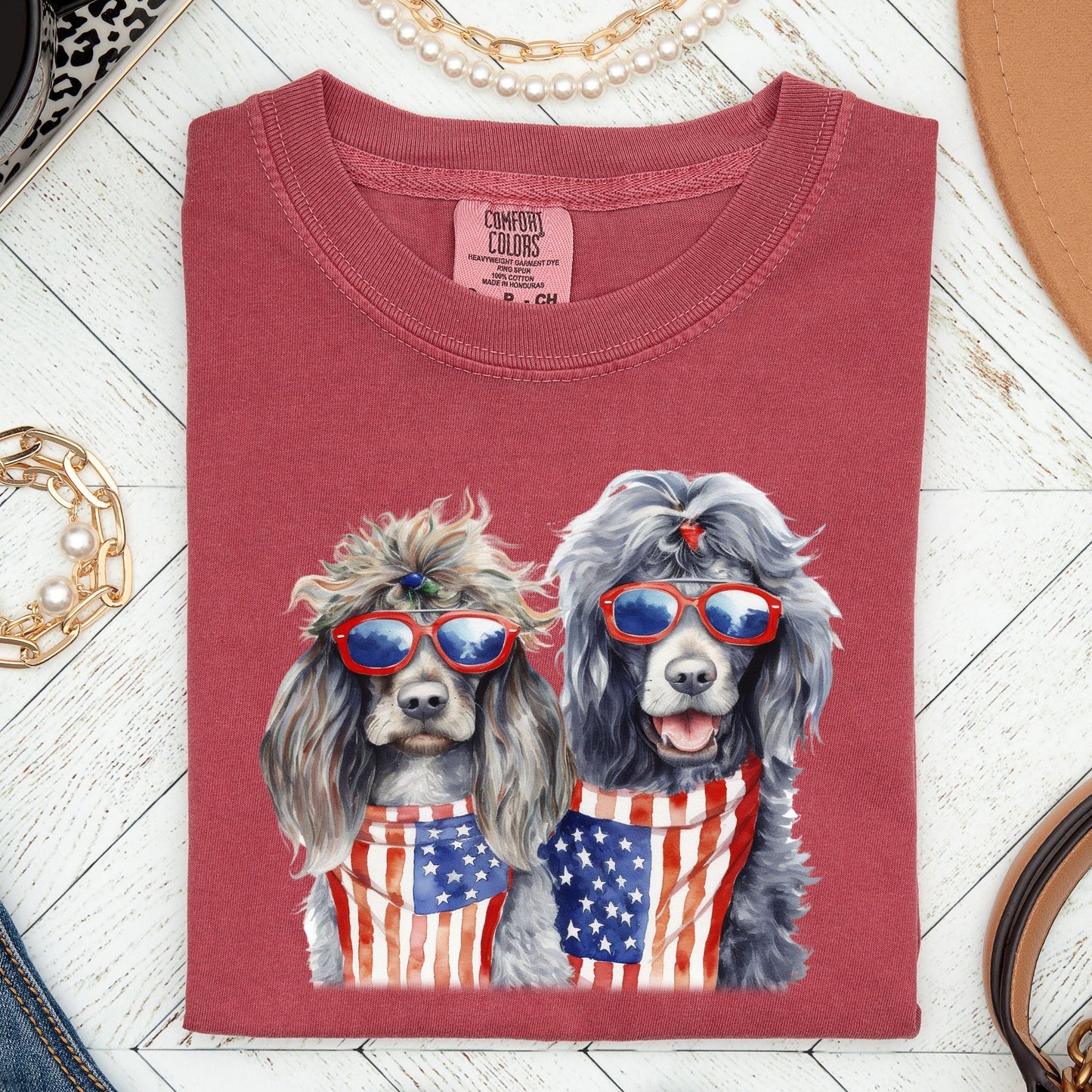 Patriotic Dogs, Hippie, Funny, Patriotic, 4th of July Tshirt Comfort Colors T-Shirt