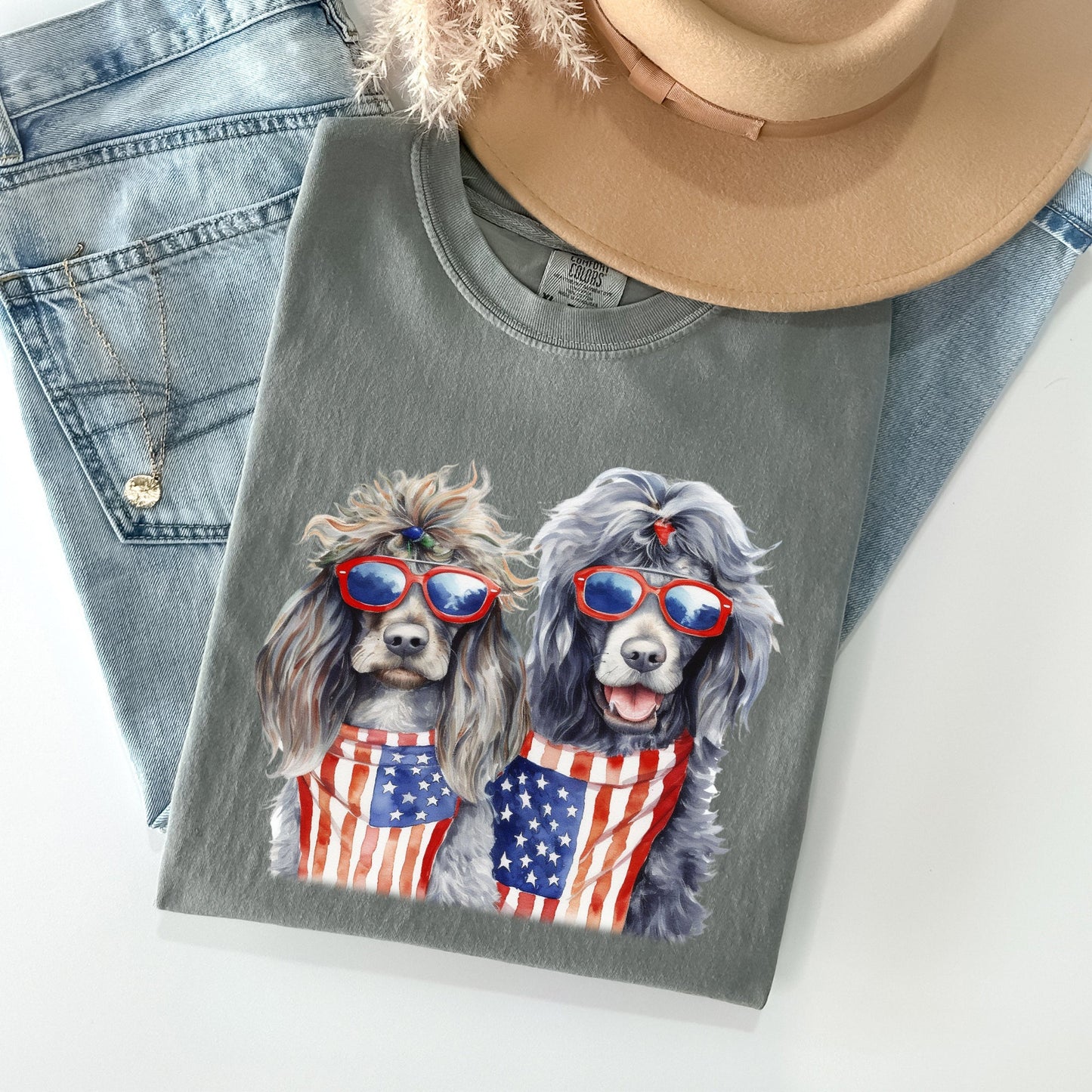 Patriotic Dogs, Hippie, Funny, Patriotic, 4th of July Tshirt Comfort Colors T-Shirt