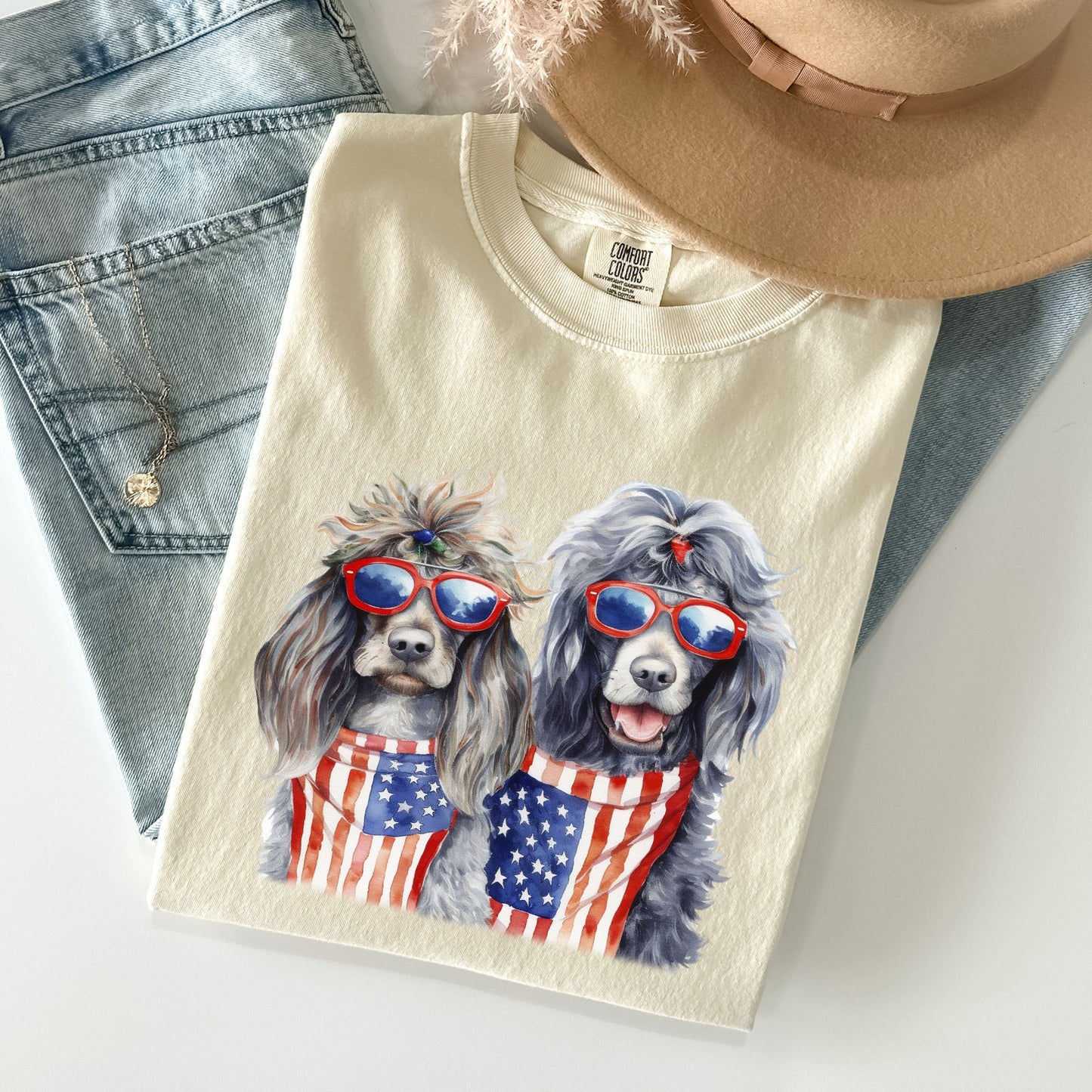 Patriotic Dogs, Hippie, Funny, Patriotic, 4th of July Tshirt Comfort Colors T-Shirt