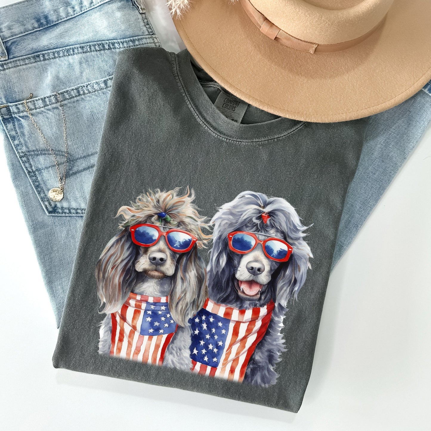 Patriotic Dogs, Hippie, Funny, Patriotic, 4th of July Tshirt Comfort Colors T-Shirt