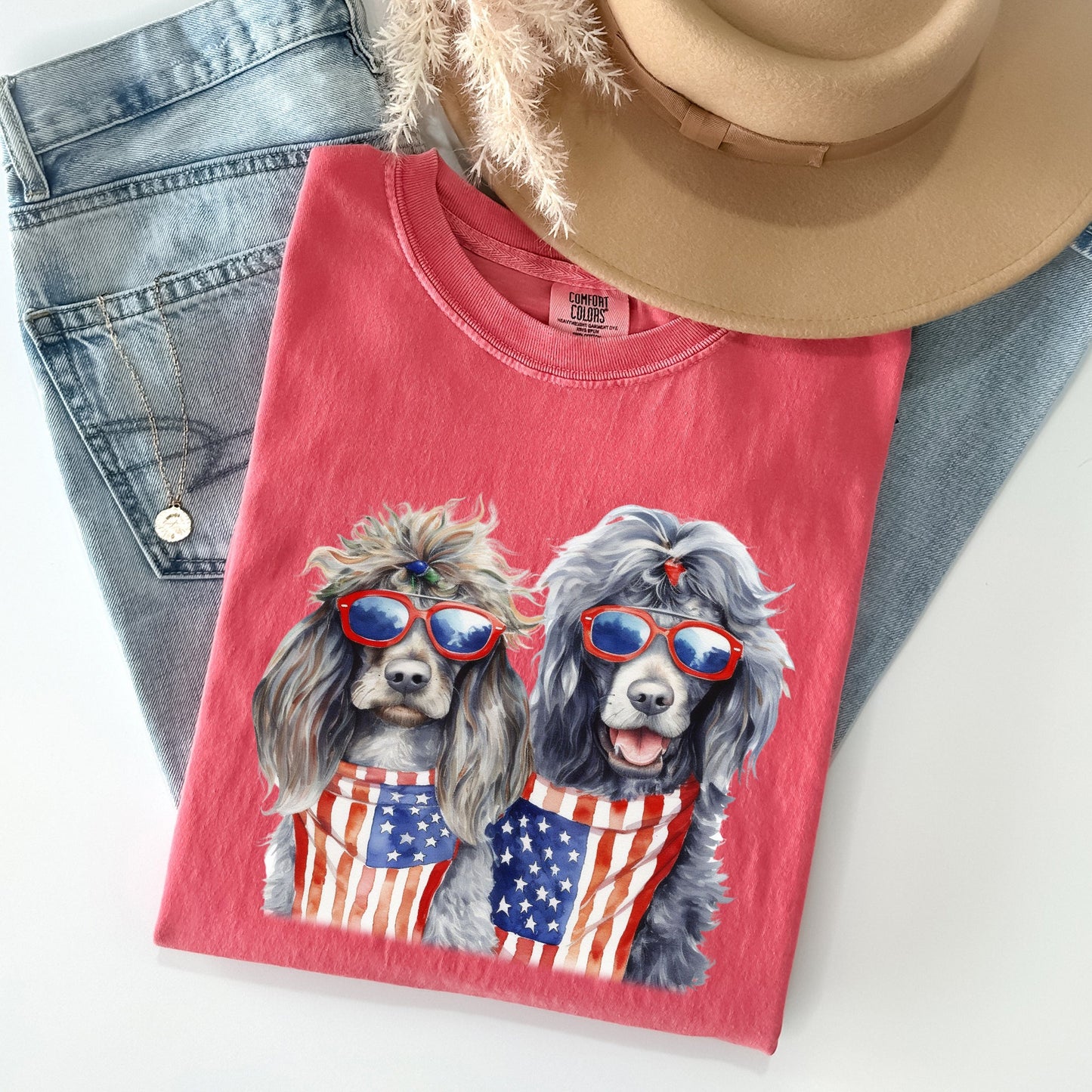 Patriotic Dogs, Hippie, Funny, Patriotic, 4th of July Tshirt Comfort Colors T-Shirt