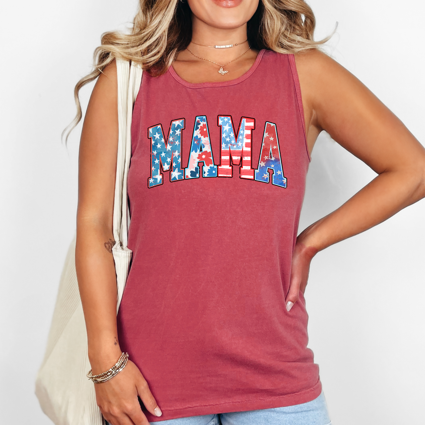 Patriotic Mama, Fourth of July, America, Patriotic, USA Comfort Colors Tank Top