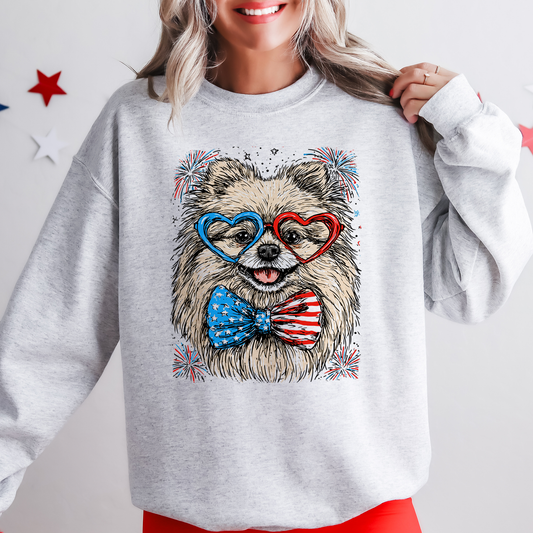Pomeranian Patriotic Dog, USA, America, Pet Lover, 4th of July Sweatshirt