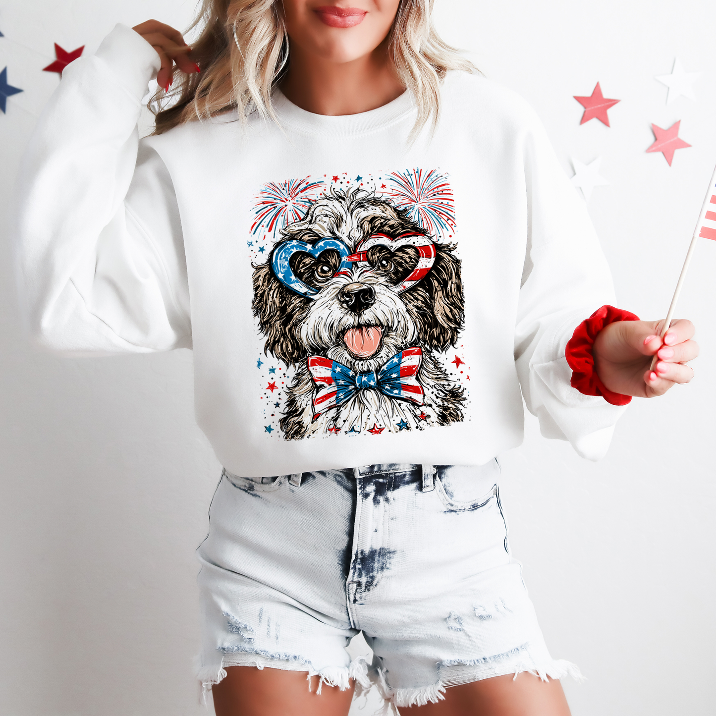 Portuguese Water Dog Patriotic Dog, USA, America, Pet Lover, 4th of July Sweatshirt