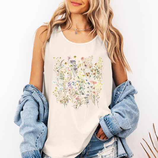 Pressed Flowers, Delicate, Gorgeous, Unique, Nature Comfort Colors Tank Top