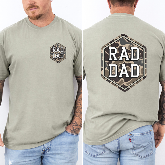 Rad Dad, Camo, Camouflage, Father's Day, Husband, Guy Gift, Old School, Brother, Comfort Colors T-Shirt