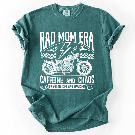 Rad Mom Era, Caffeine and Chaos, Sassy, Mama, Mother, Comfort Colors T-Shirt