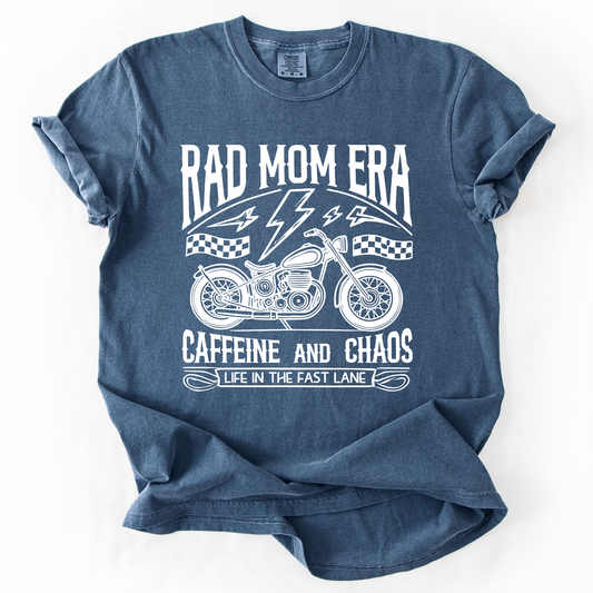 Rad Mom Era, Caffeine and Chaos, Sassy, Mama, Mother, Comfort Colors T-Shirt