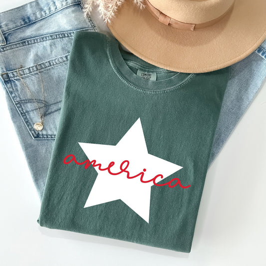 Retro America Star, Red White Blue, 4th of July Tshirt Comfort Colors T-Shirt