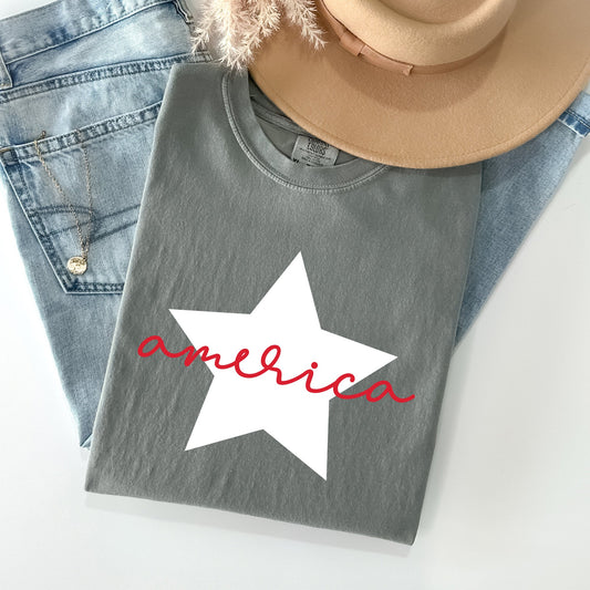 Retro America Star, Red White Blue, 4th of July Tshirt Comfort Colors T-Shirt