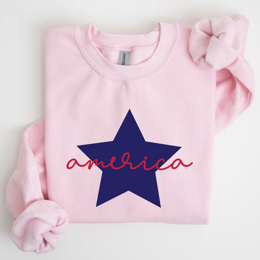 Retro America Star, Red White Blue 4th of July Sweatshirt