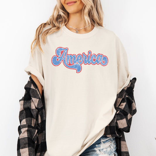 Retro America, Grunge, Vintage, Patriotic, USA, 4th of July Tshirt Comfort Colors T-Shirt