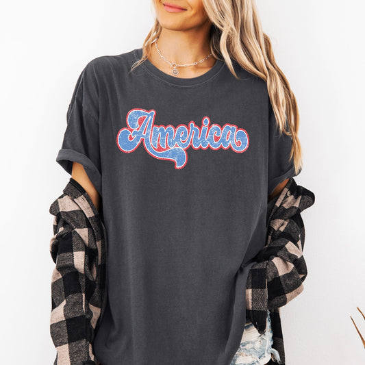 Retro America, Grunge, Vintage, Patriotic, USA, 4th of July Tshirt Comfort Colors T-Shirt