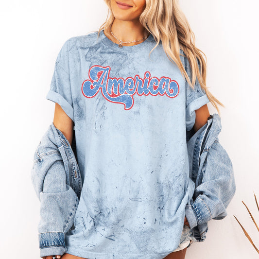 Retro America, Grunge, Vintage, Patriotic, USA, 4th of July, Color Blast Tshirt Comfort Colors T-Shirt