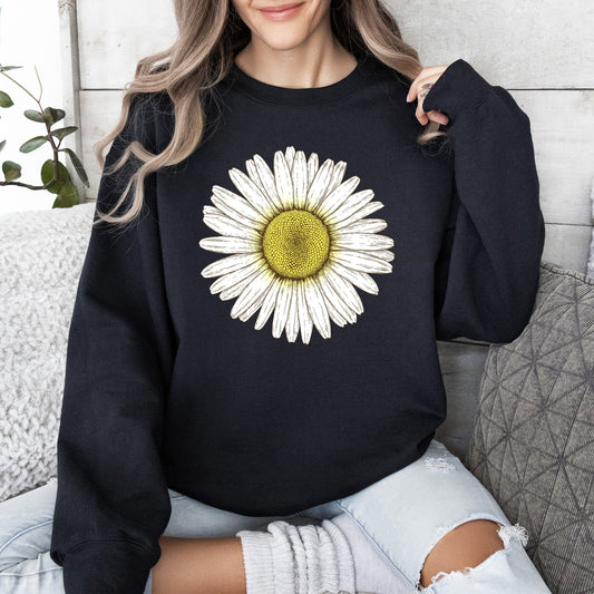Retro Daisy Print, Vintage Flowers Sweatshirt