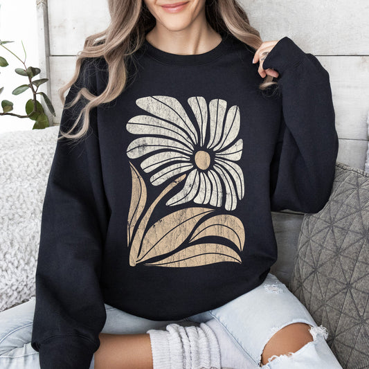 Retro Flower, Bold Floral, Boho Sweatshirt