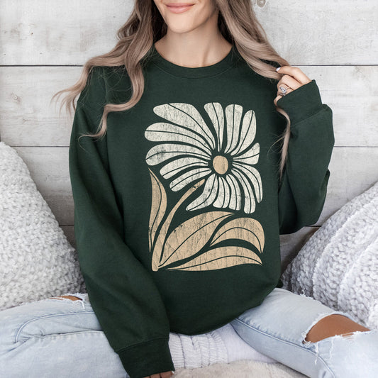 Retro Flower, Bold Floral, Boho Sweatshirt