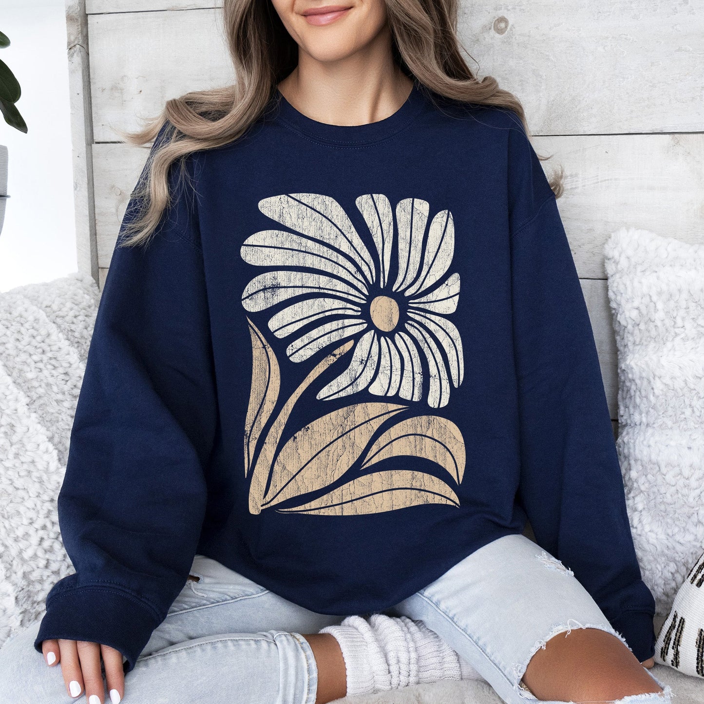 Retro Flower, Bold Floral, Boho Sweatshirt