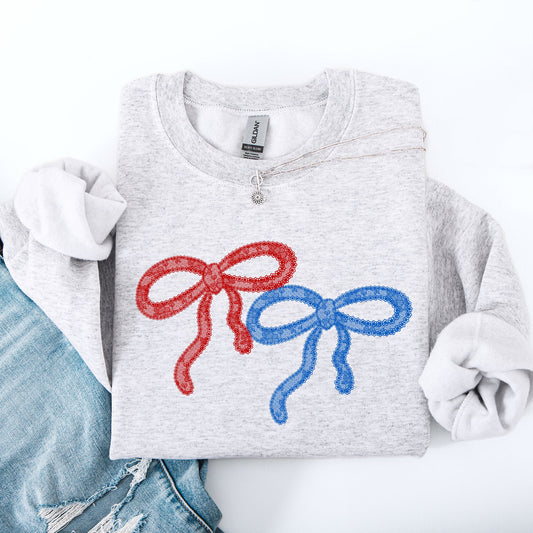 Retro Lace, Red, Blue, Patriotic, America, 4th of July Sweatshirt