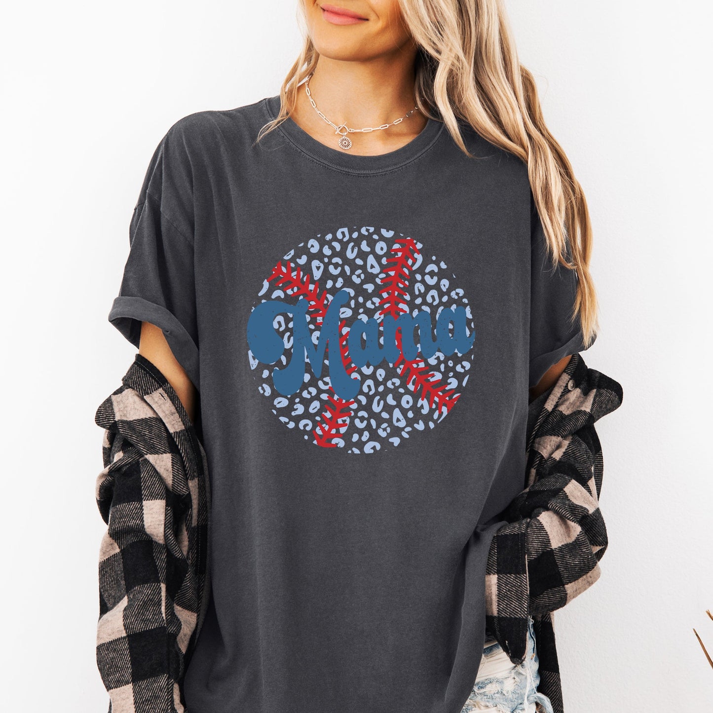 Retro Leopard Baseball Mama, Sports, Mother's Day Tshirt Comfort Colors T-Shirt