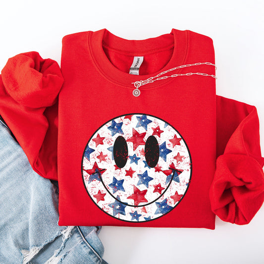 Retro Smiley, Vintage, Patriotic, America, USA, 4th of July Sweatshirt