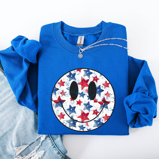 Retro Smiley, Vintage, Patriotic, America, USA, 4th of July Sweatshirt