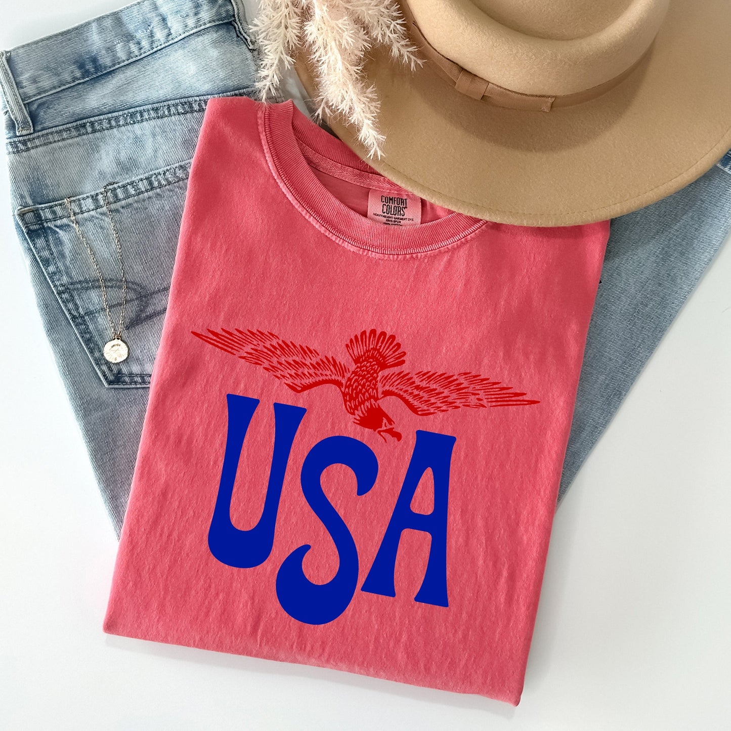 Retro USA, Eagle, America, Patriotic, 4th of July Tshirt Comfort Colors T-Shirt