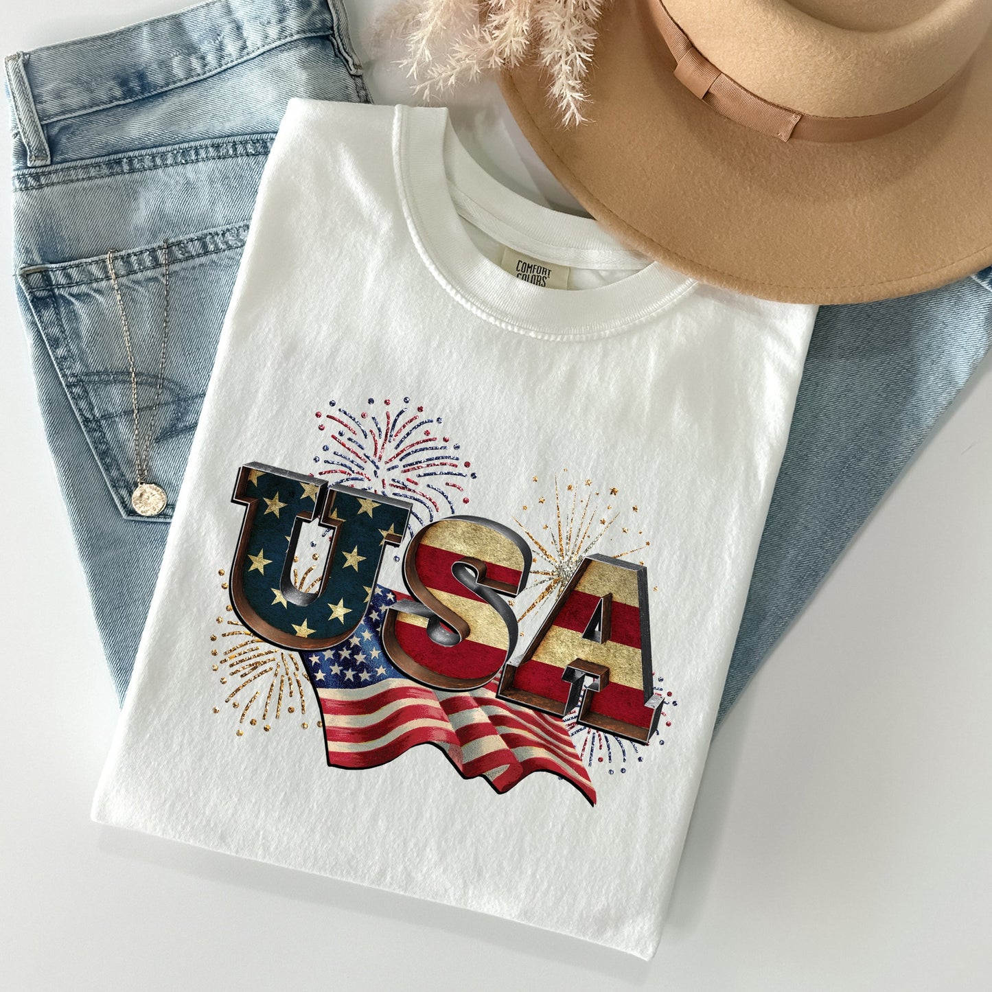 Retro USA, Patriotic, 4th of July Comfort Colors Tshirt