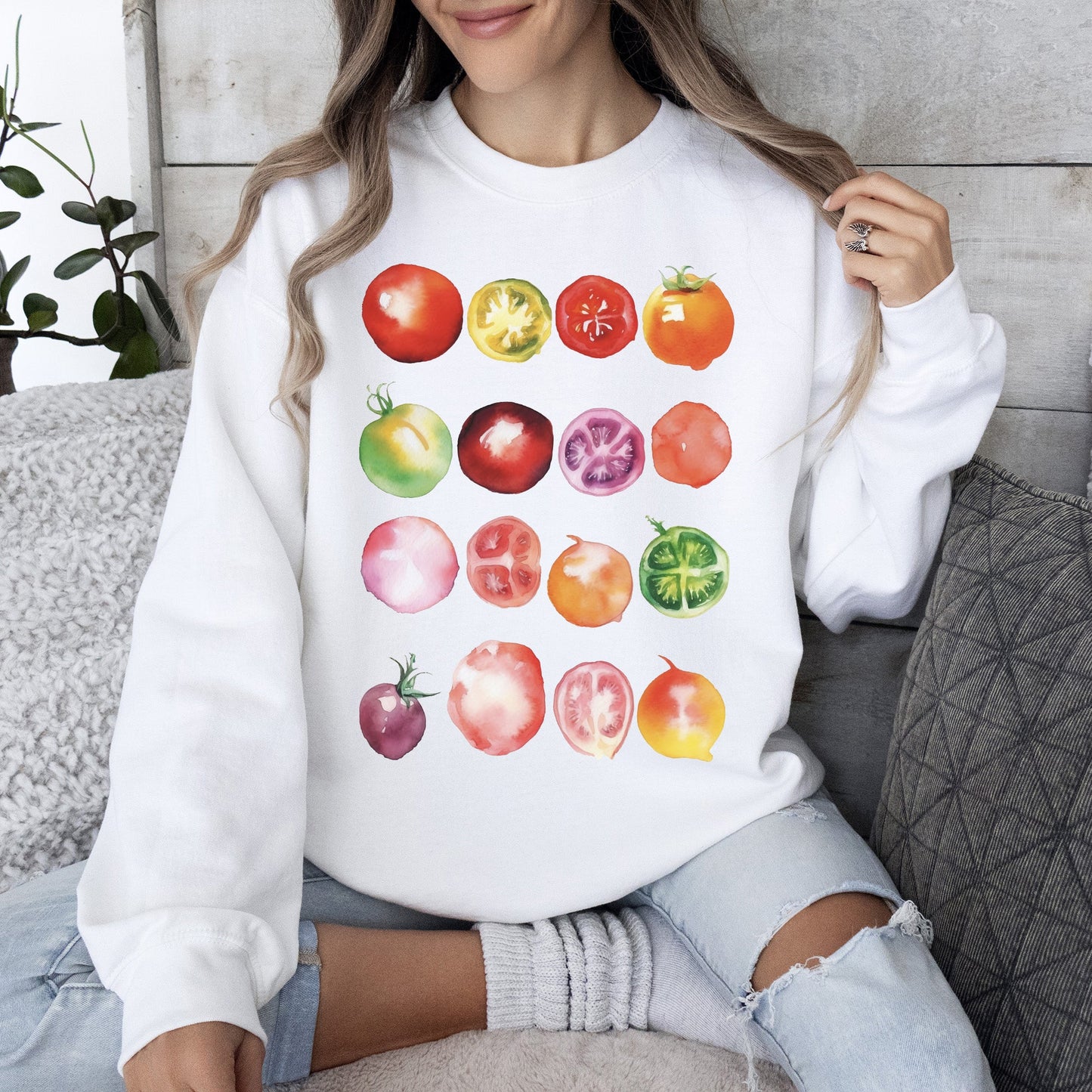 Ripe Tomato Print, Garden Fresh Sweatshirt